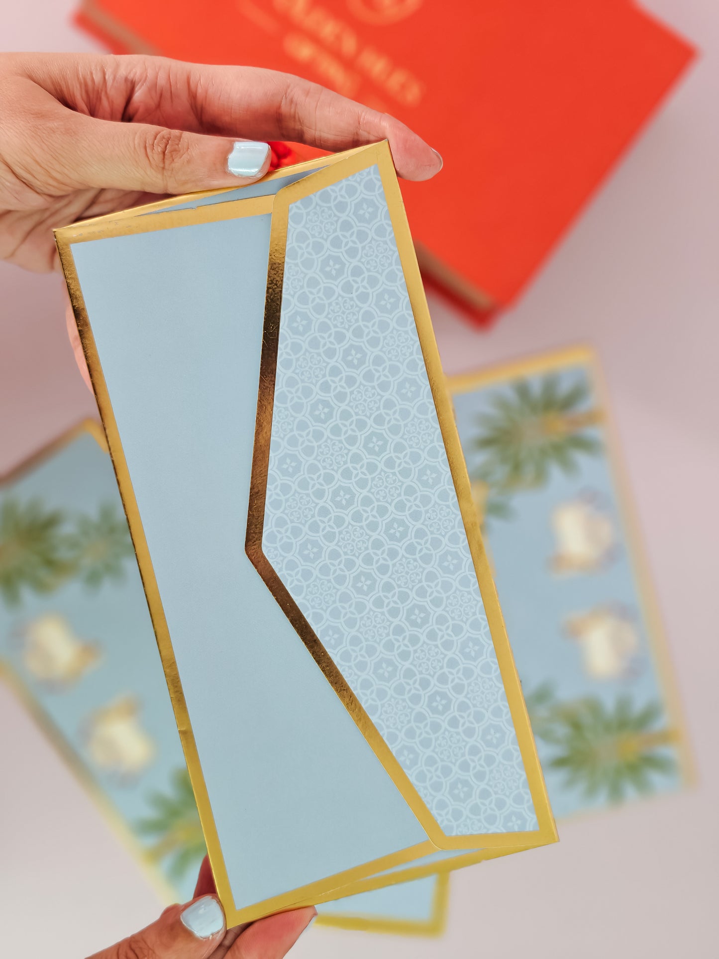 Pichwai Print Money Envelopes (Sky Blue)