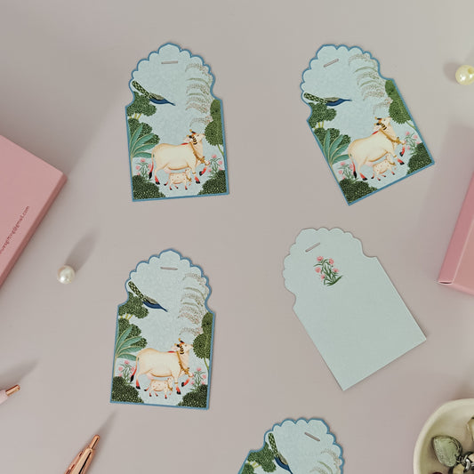 Pichwai Print Gift Tags (Blue)