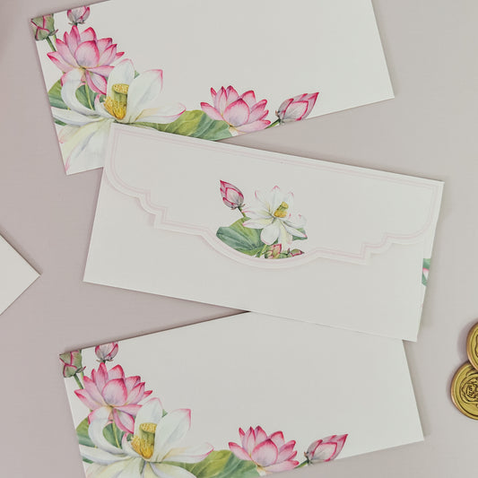 Rosewood Lotus Print Money Envelopes
