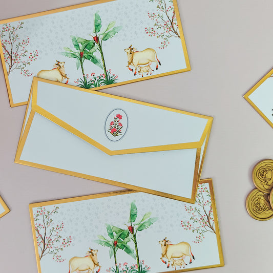 Pichwai Print Money Envelopes (Blue)