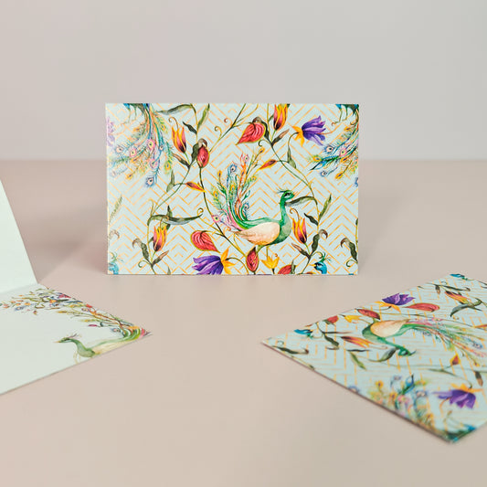 Peacock Print Mini Folding Cards