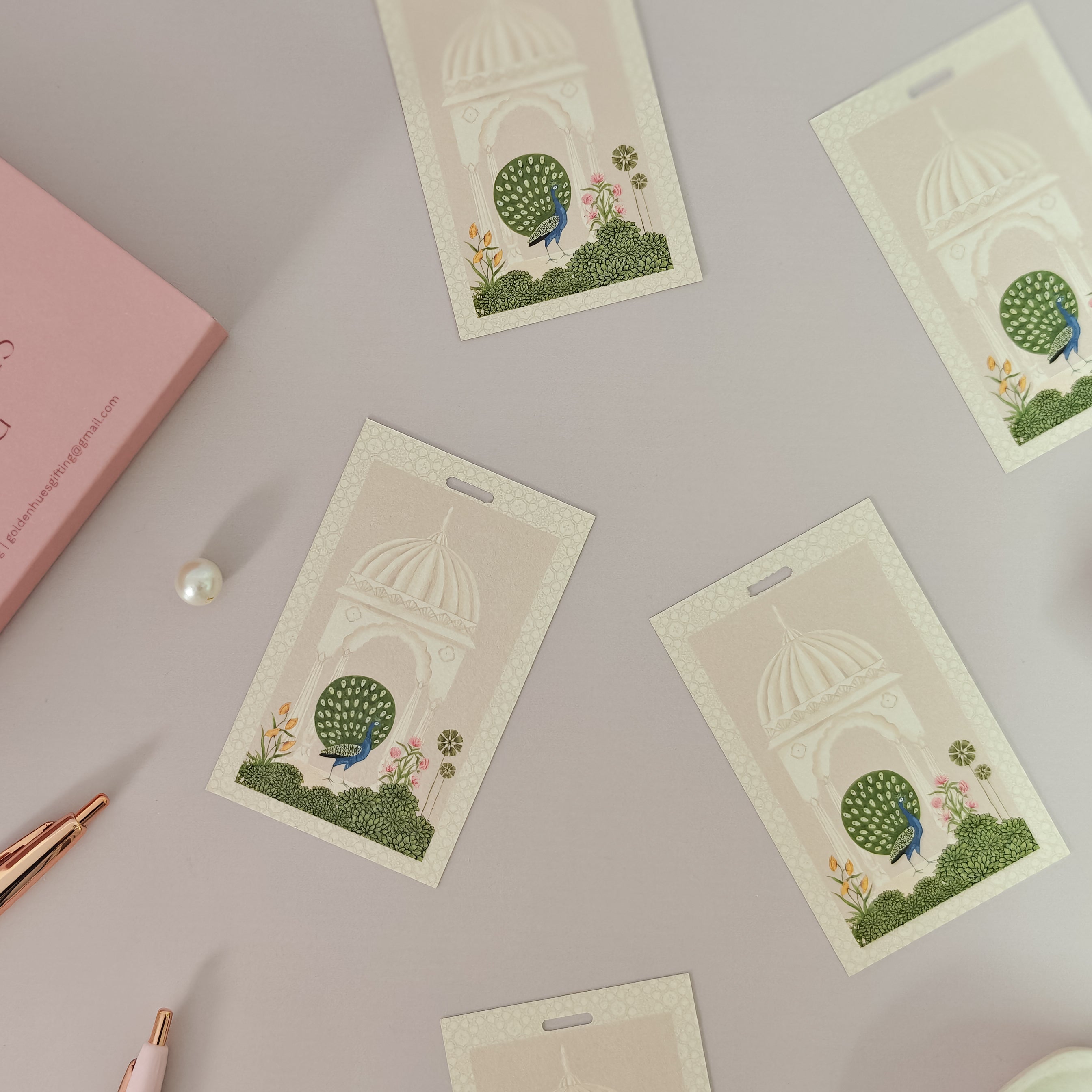 Mughal Print Gift Tags (Peach)