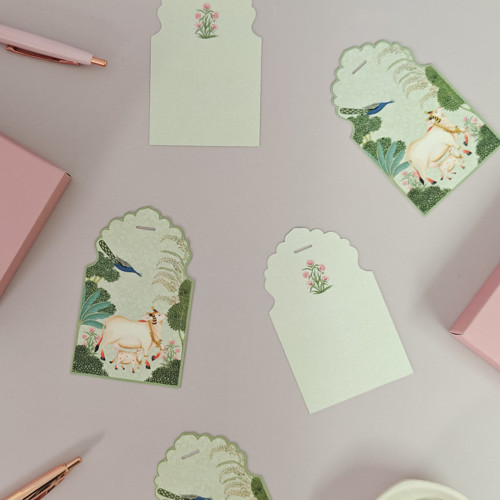 Pichwai Print Gift Tags (Green)