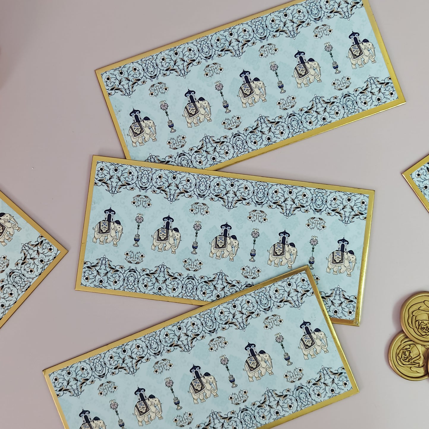 Haathi Print Money Envelopes (Blue)