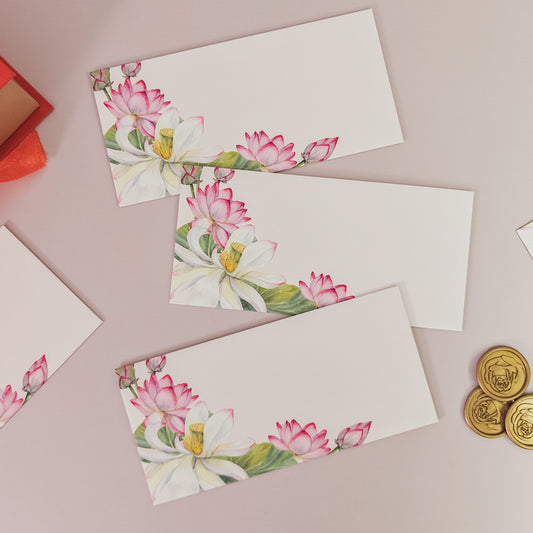 Rosewood Lotus Print Money Envelopes