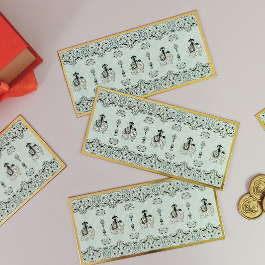 Haathi Print Money Envelopes (Green)