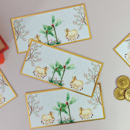 Pichwai Print Money Envelopes (Blue)