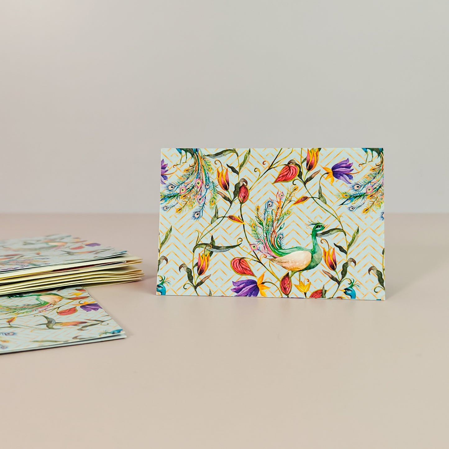 Peacock Print Mini Folding Cards