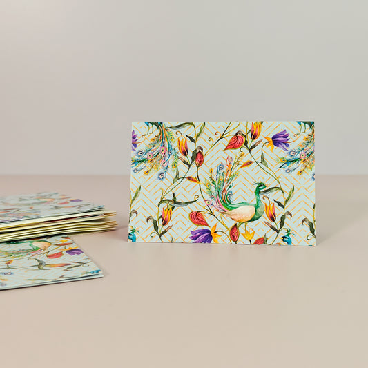 Peacock Print Mini Folding Cards
