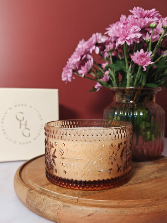 Amber Crystal Cutwork Jar | Scented Candle